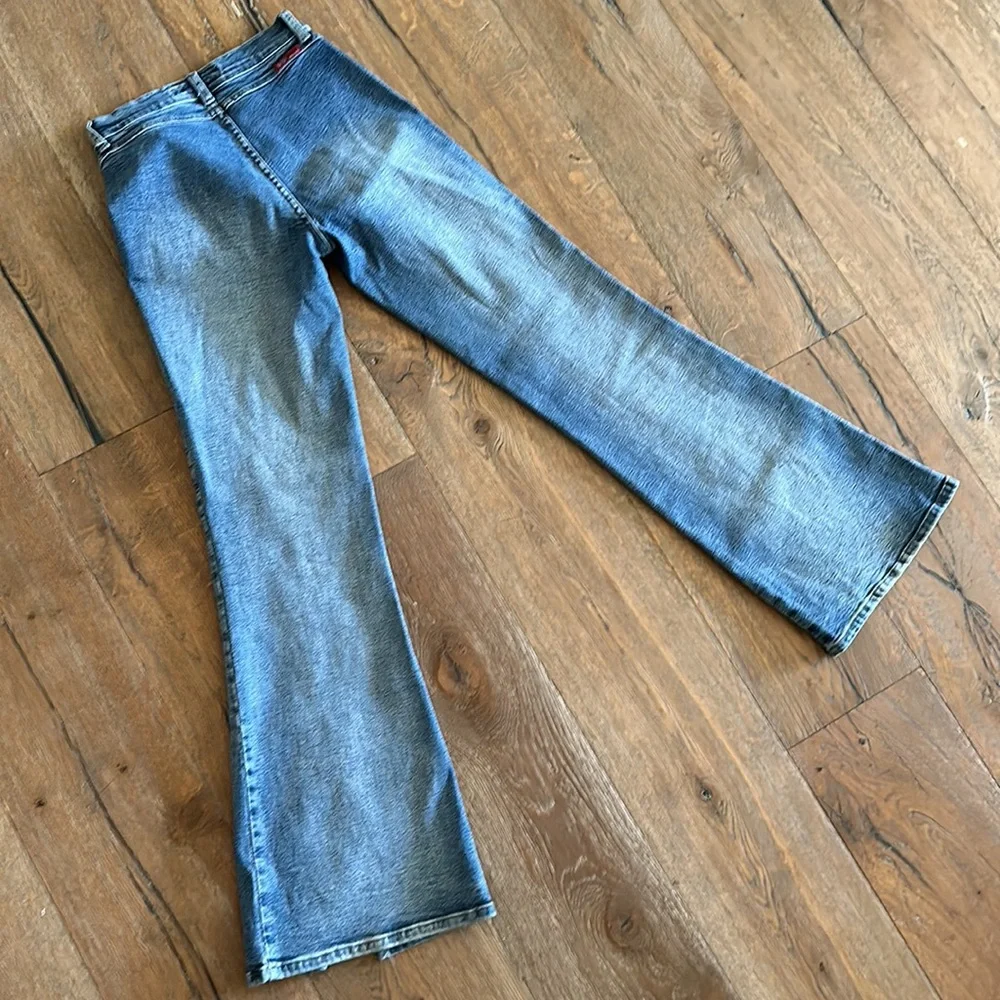 Vintage Y2K crochet corset flare jeans low waisted Paris Hilton 90s EUC Denim - Picture 14 of 16